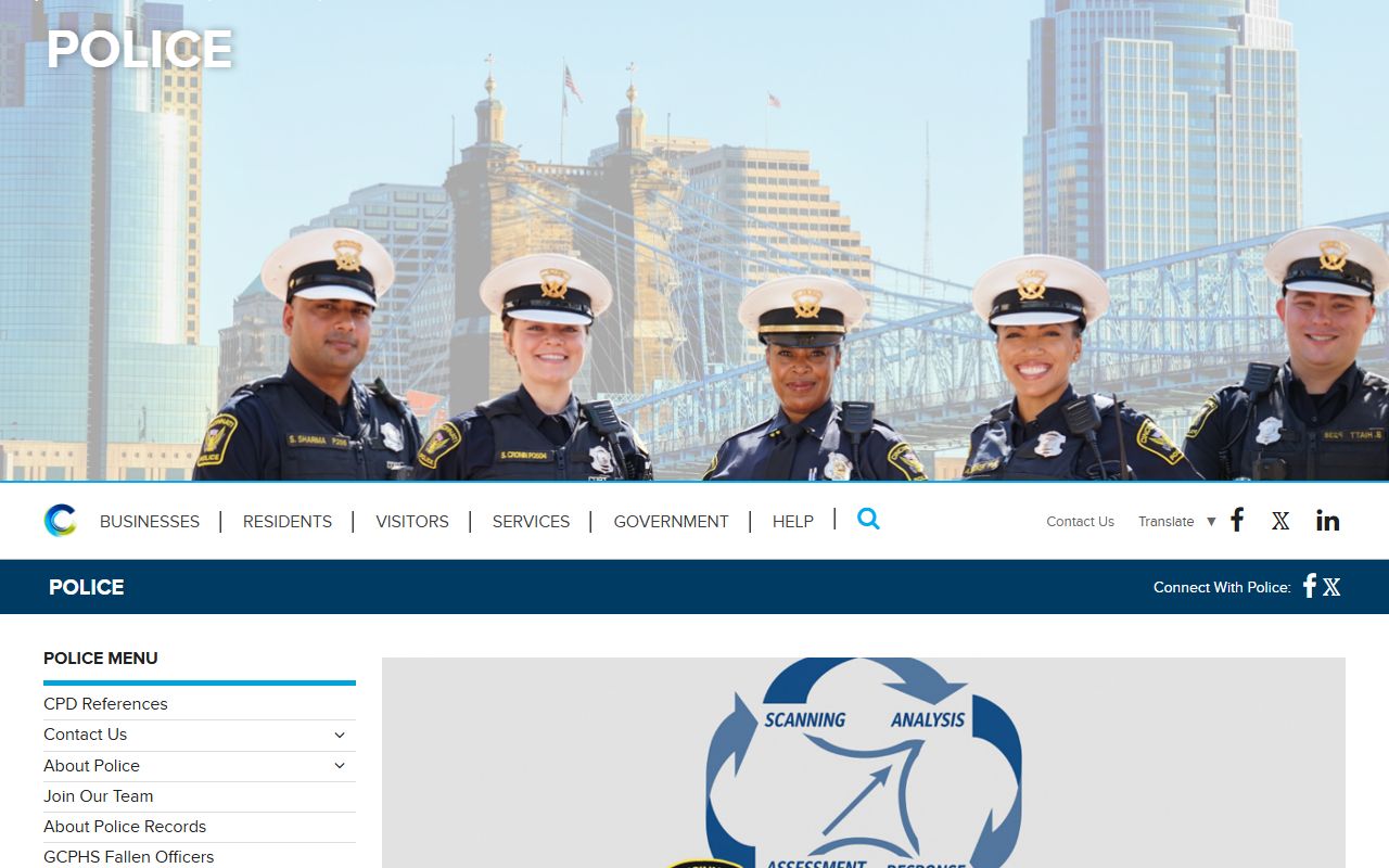 Cincinnati Police Department website for Cincinnati arrest records