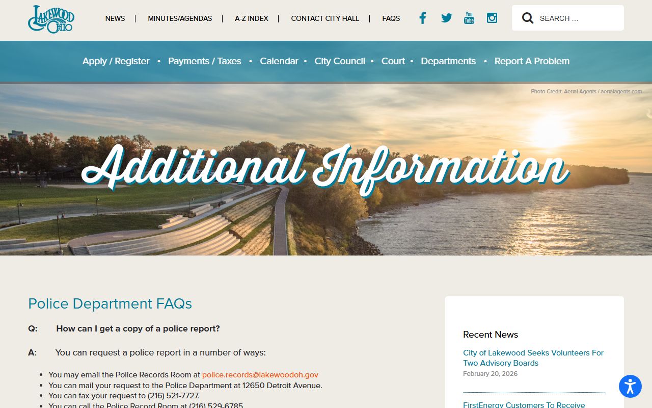 Lakewood Police Department for arrest records