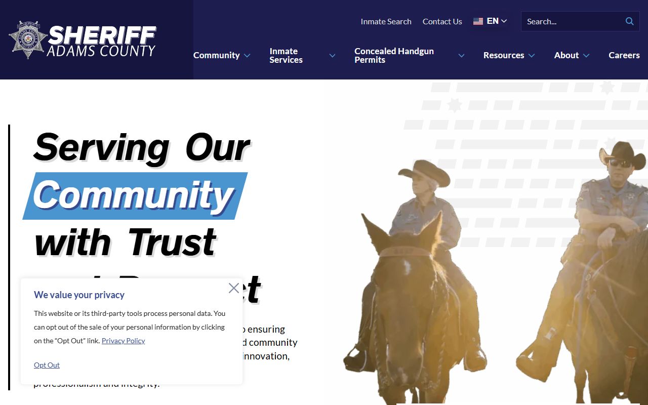 Adams County Sheriff's Office website for arrest records and jail information