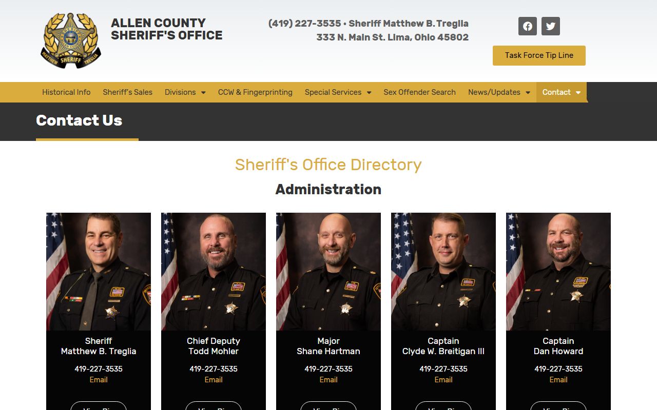 Allen County Sheriff contact information for arrest records requests