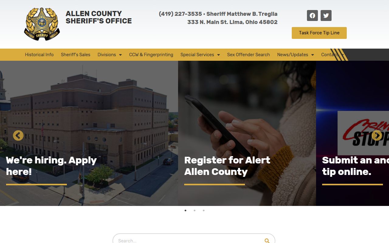 Allen County Sheriff's Office website for arrest records search