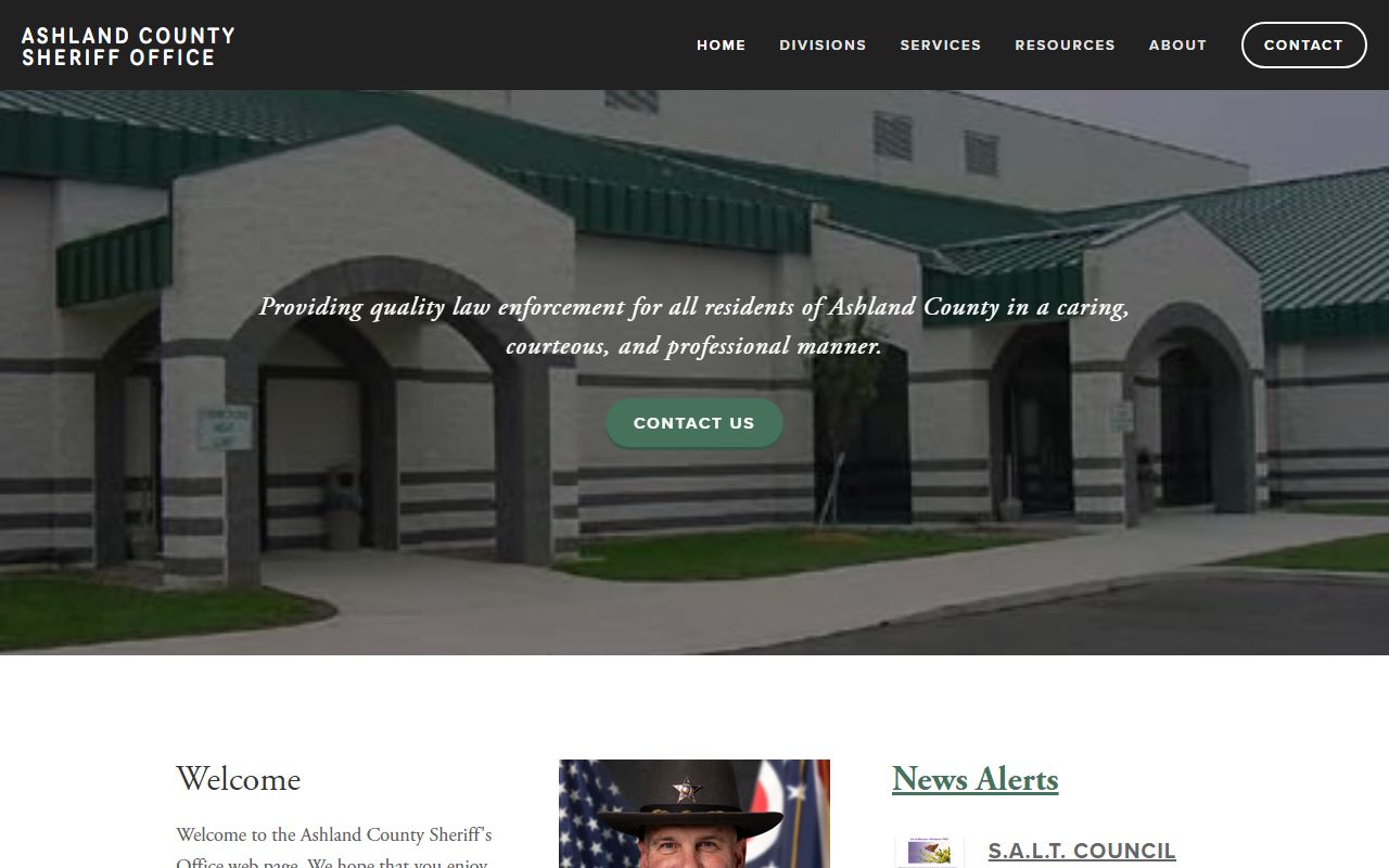 Ashland County Sheriff's Office website for arrest records
