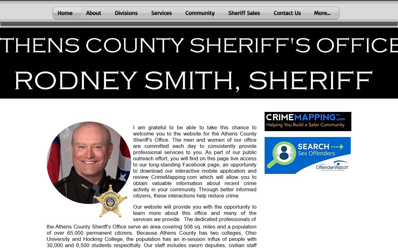 Athens County Sheriff's Office website for arrest records and jail information