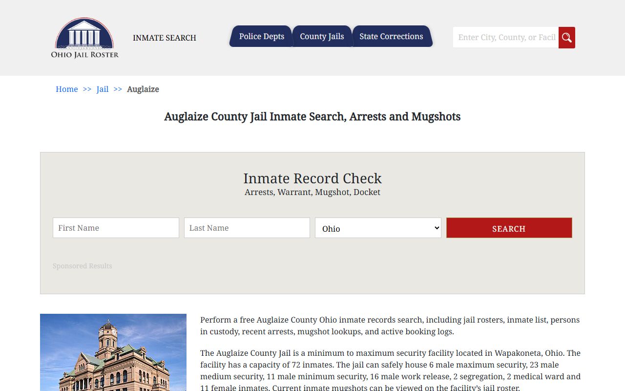 Auglaize County Jail inmate search for current arrest records