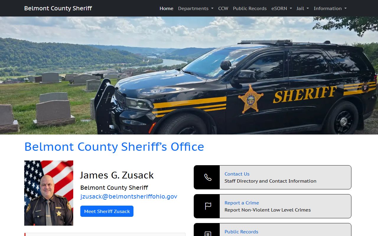 Belmont County Sheriff's Office website for arrest records and public safety