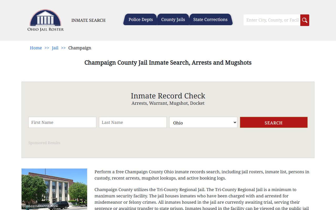 Champaign County jail inmate roster for arrest records