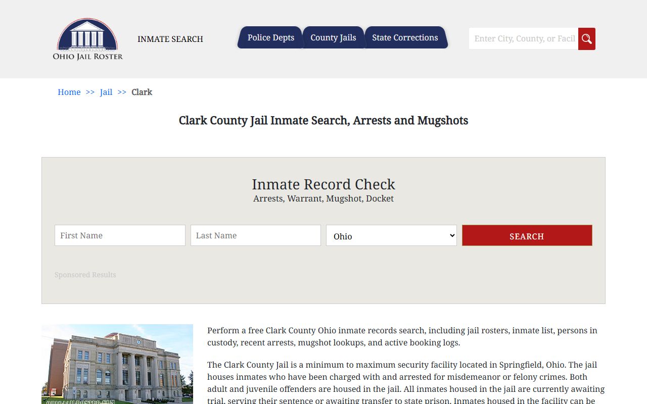 Clark County jail inmate search for Clark County arrest records