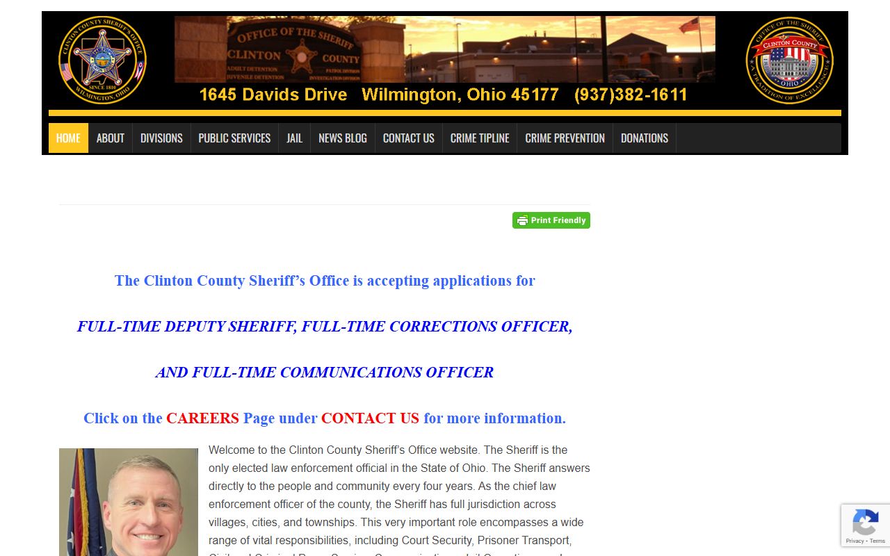 Clinton County Sheriff's Office website for arrest records access