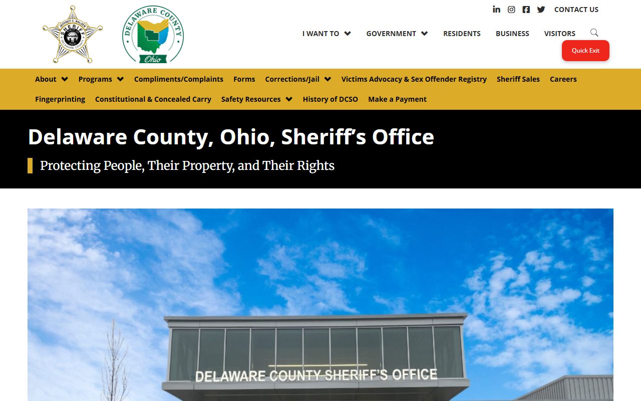 Delaware County Sheriff's Office website for arrest records and department information