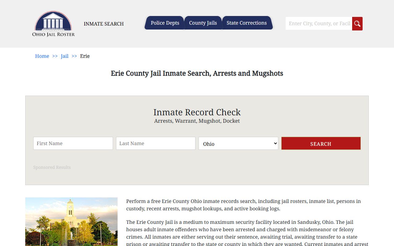 Erie County Sheriff's Office jail inmate search for arrest records