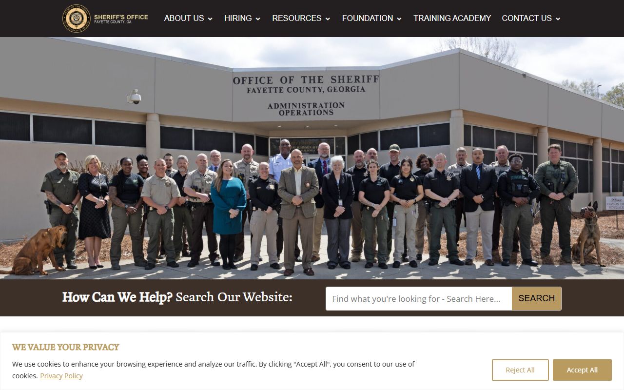 Fayette County Sheriff's Office website for arrest records access