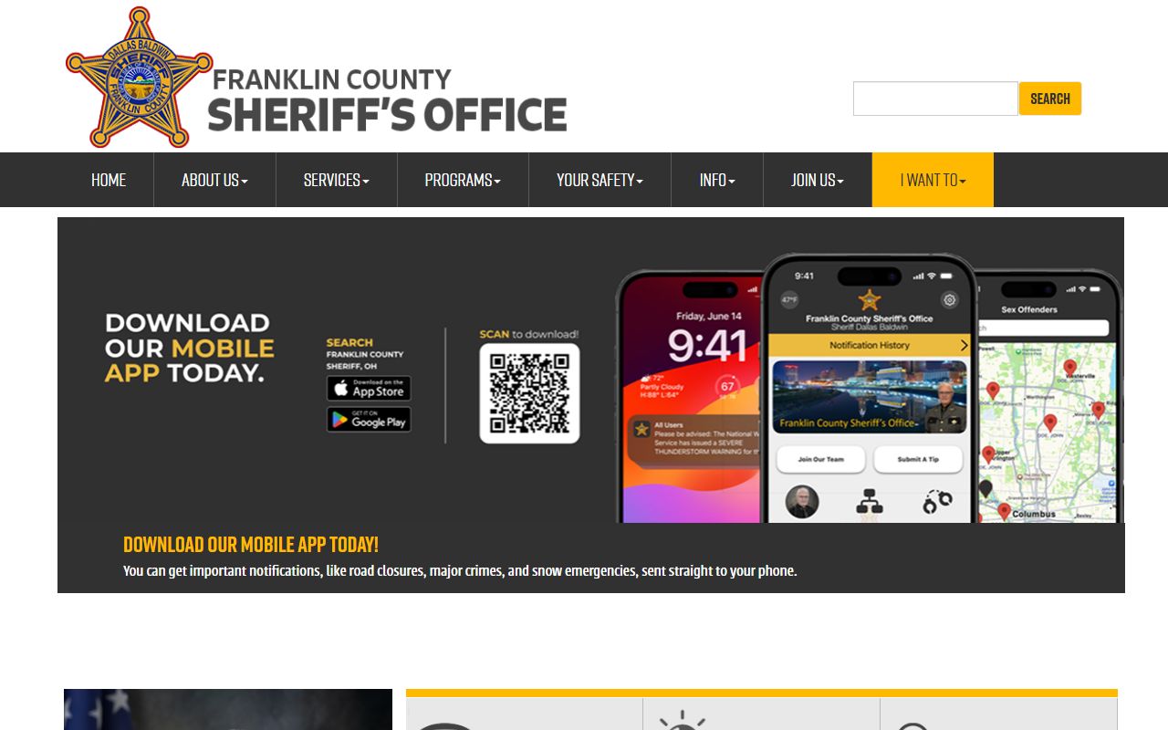 Franklin County Sheriff's Office website for arrest records search