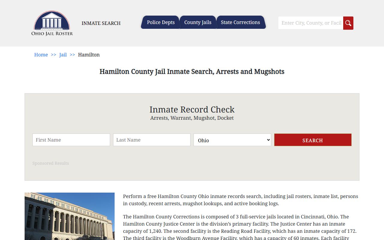 Hamilton County jail inmate information for arrest records