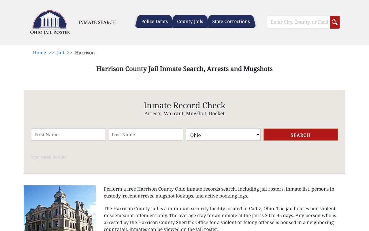 Harrison County jail inmate search for arrest records lookup