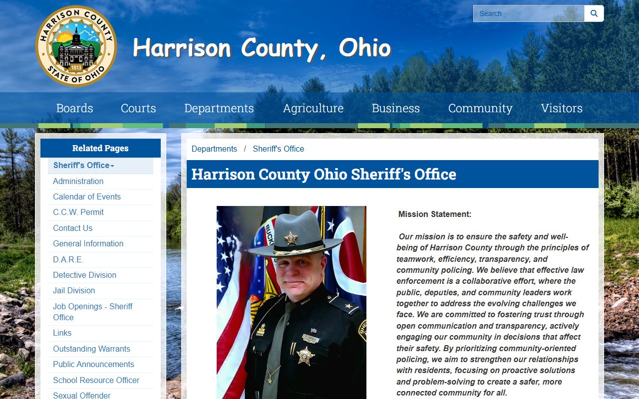 Harrison County Sheriff Office website for arrest records in Harrison County Ohio