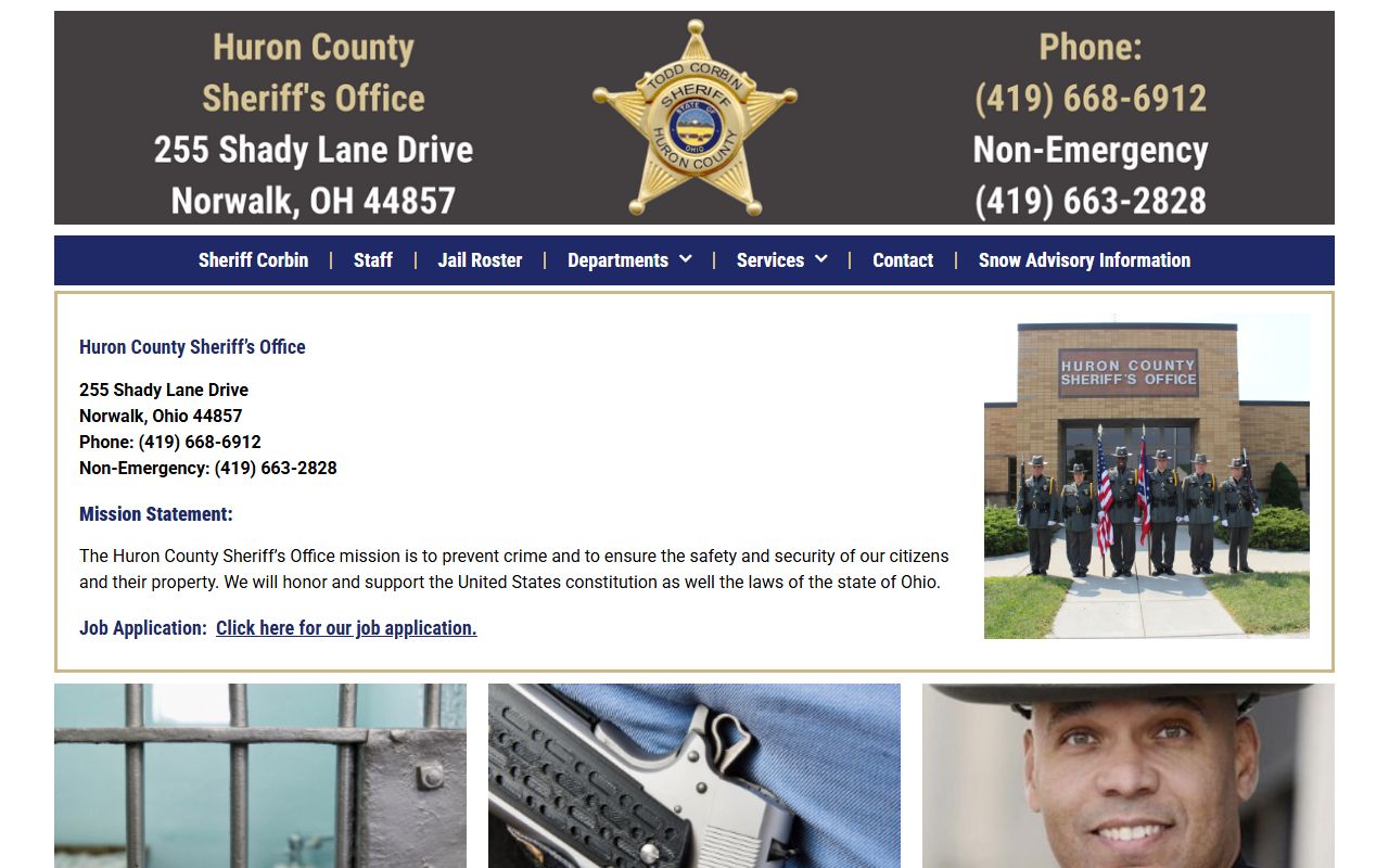 Huron County Sheriff's Office website for arrest records and jail information