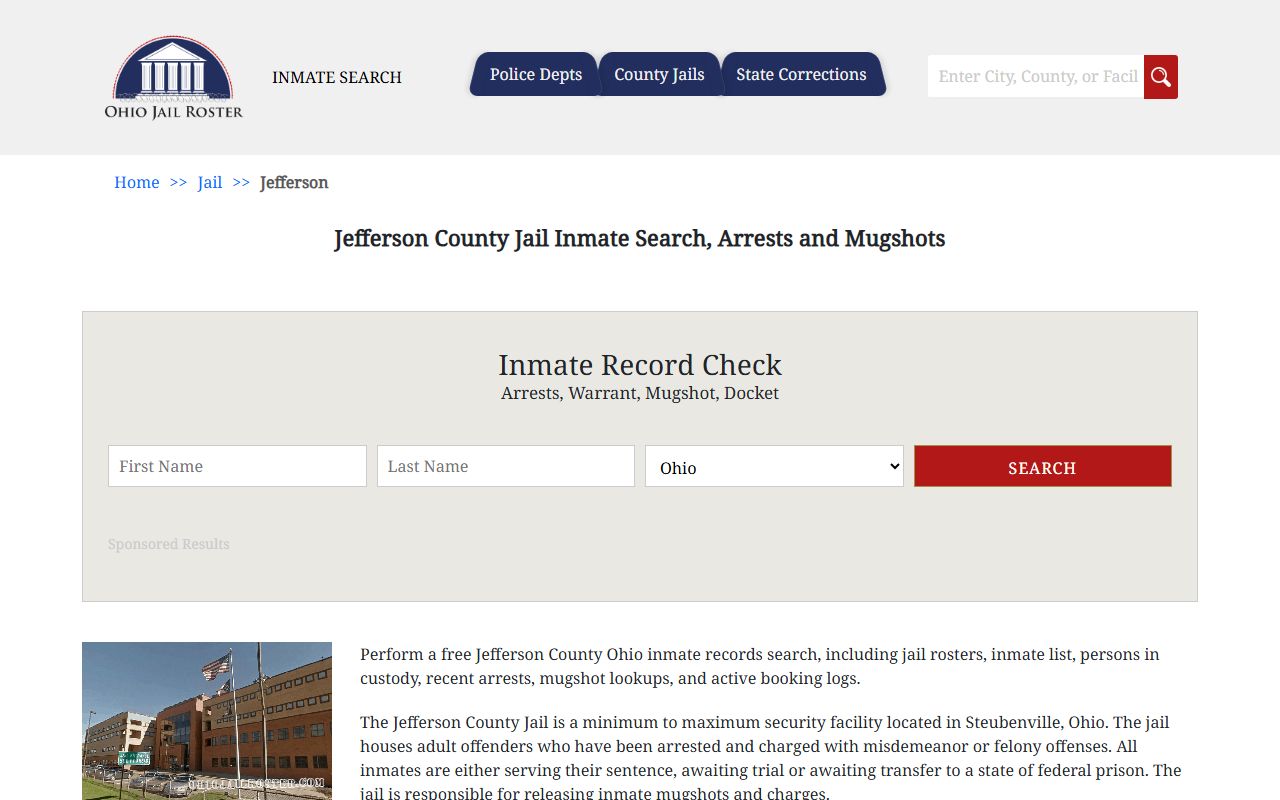 Jefferson County jail inmate search for current arrest records