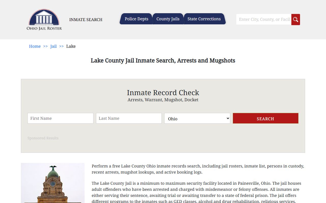 Lake County jail inmate search for current arrest records