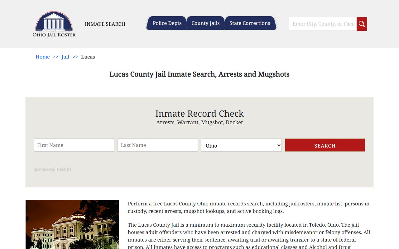 Lucas County Sheriff jail inmate search for Lucas County arrest records