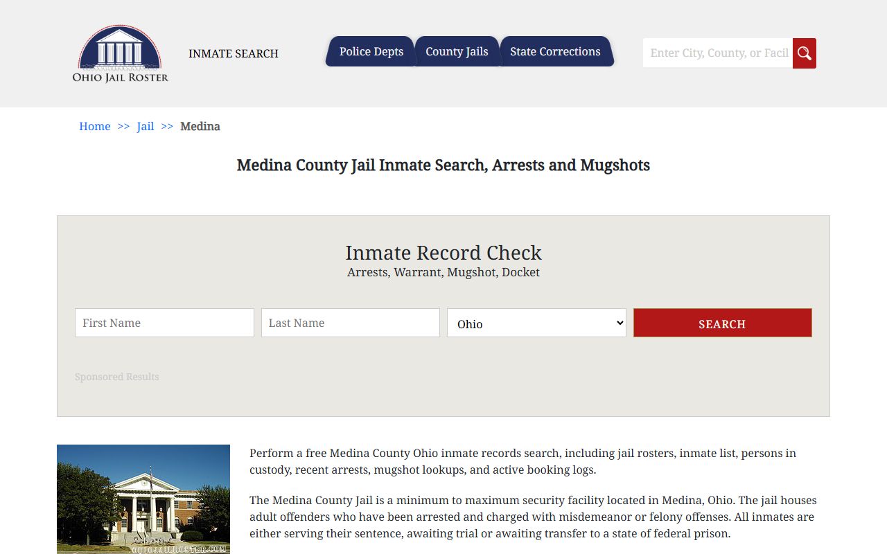 Medina County Sheriff jail inmate search and arrest records lookup