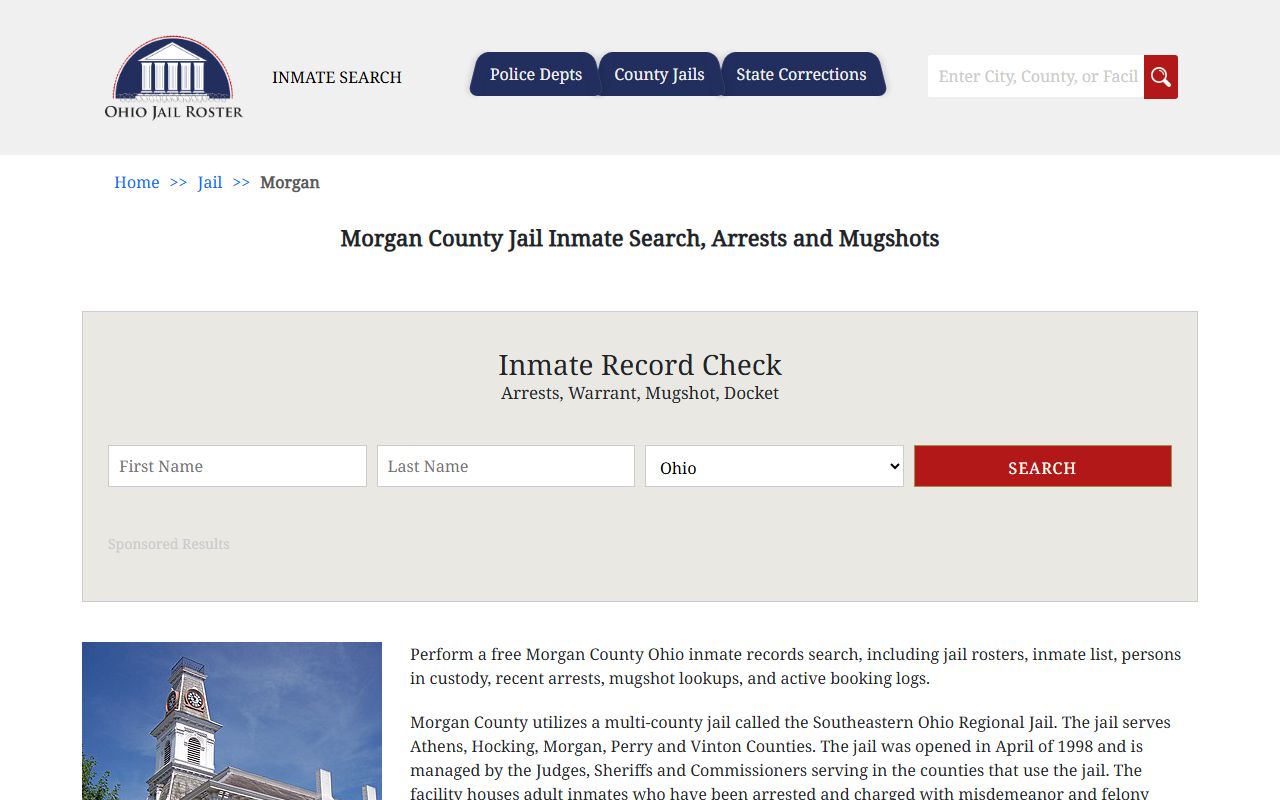 Morgan County jail inmate roster for arrest records search