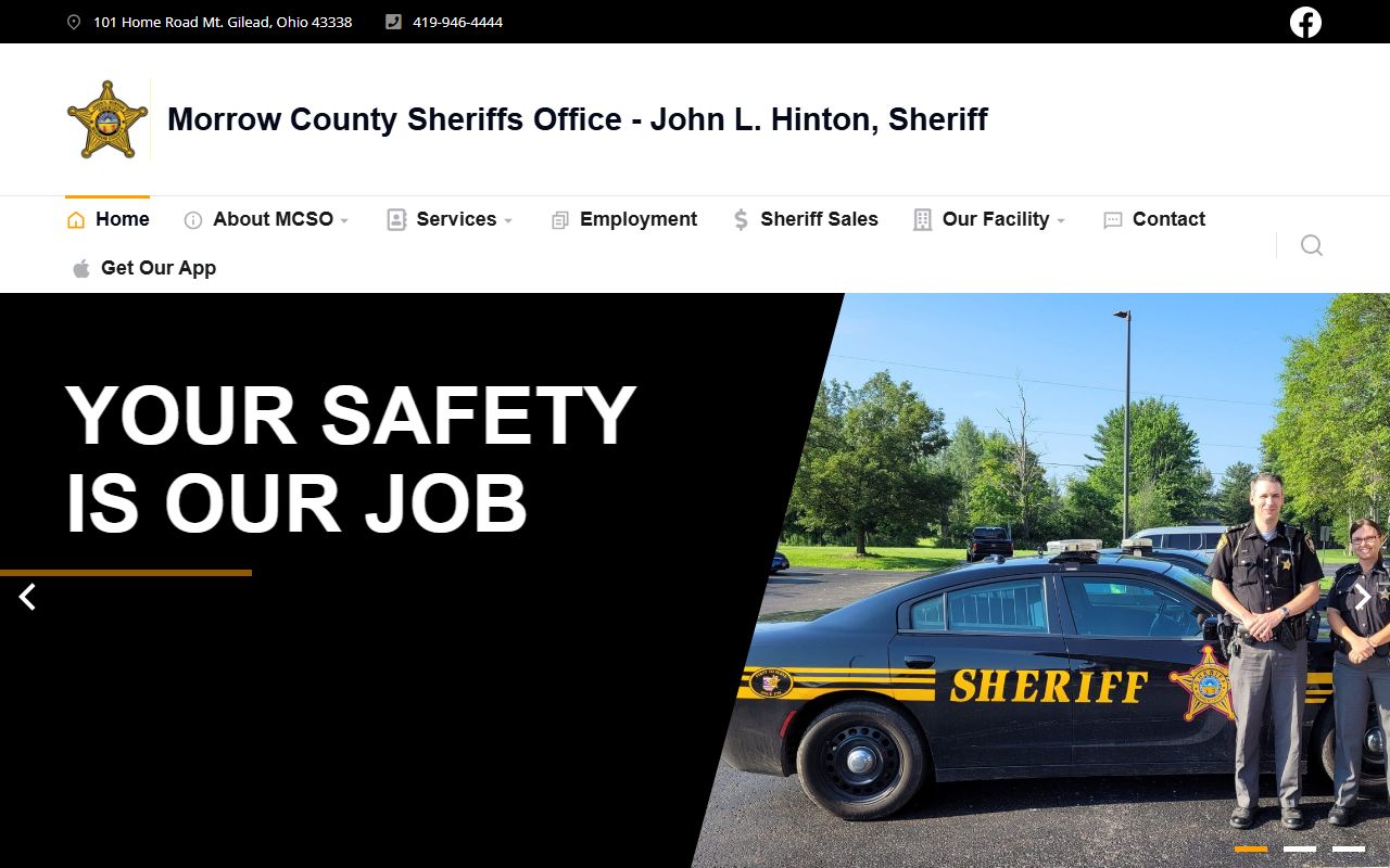 Morrow County Sheriff's Office website for arrest records and jail information