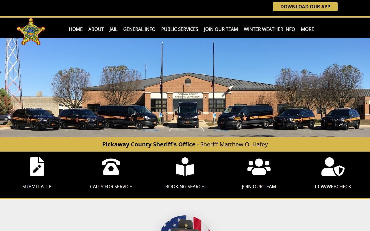 Pickaway County Sheriff's Office website for arrest records and jail information