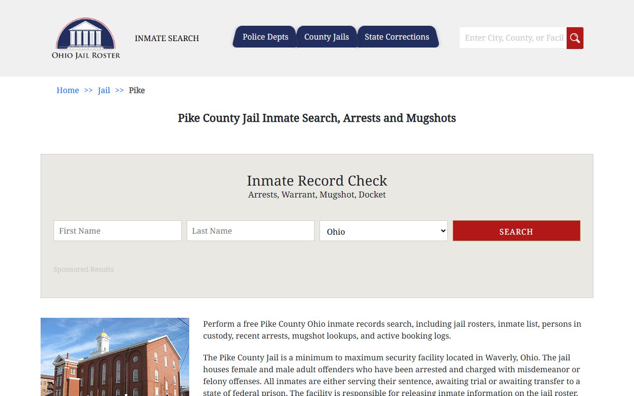 Pike County Jail inmate search for current arrest records