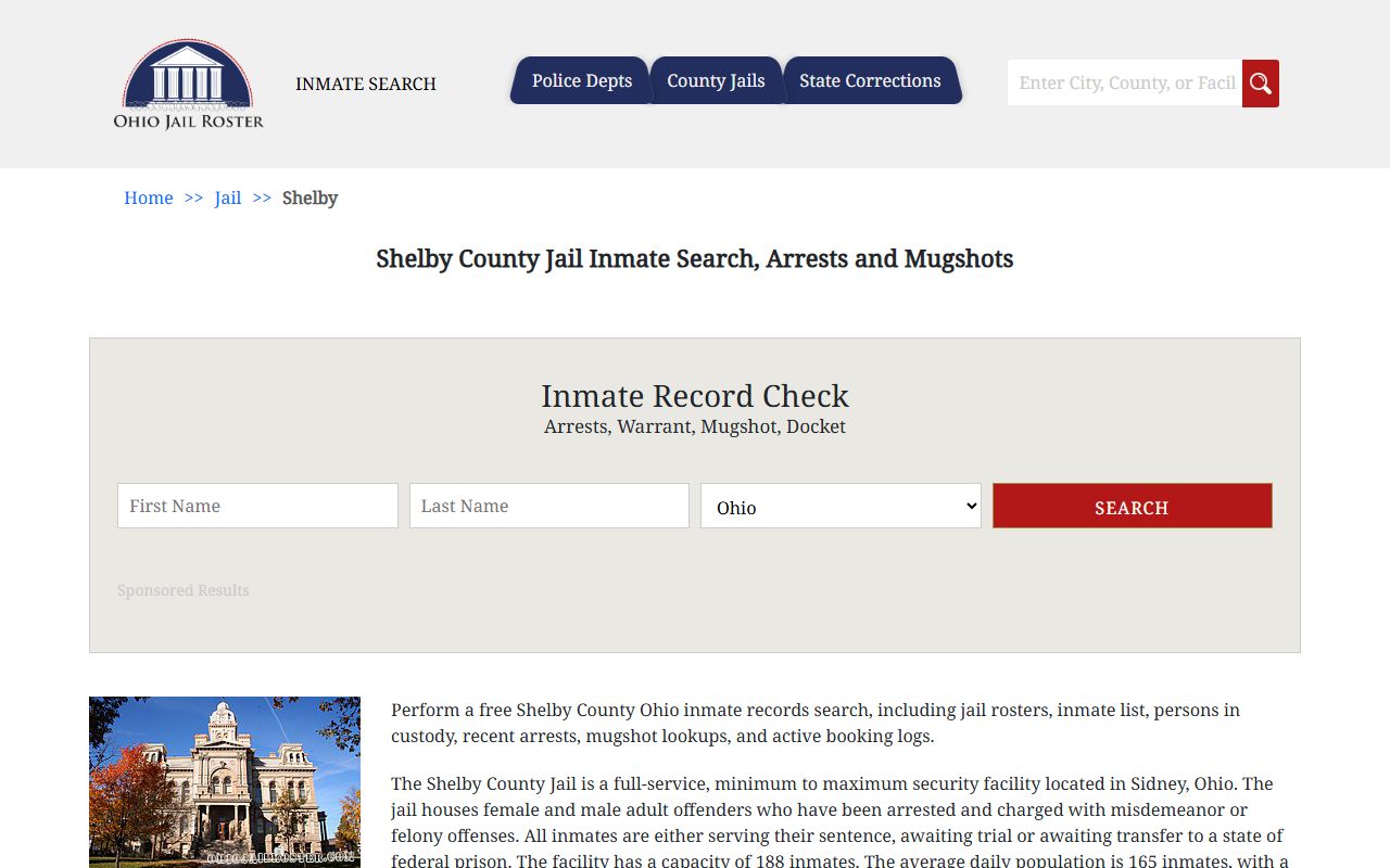 Shelby County jail inmate roster for arrest records search