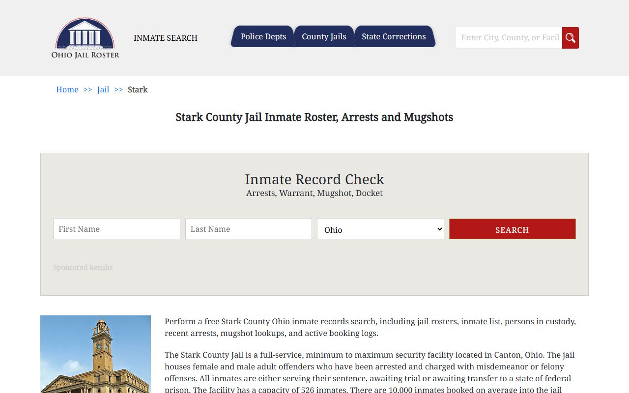 Stark County jail inmate search for Stark County arrest records