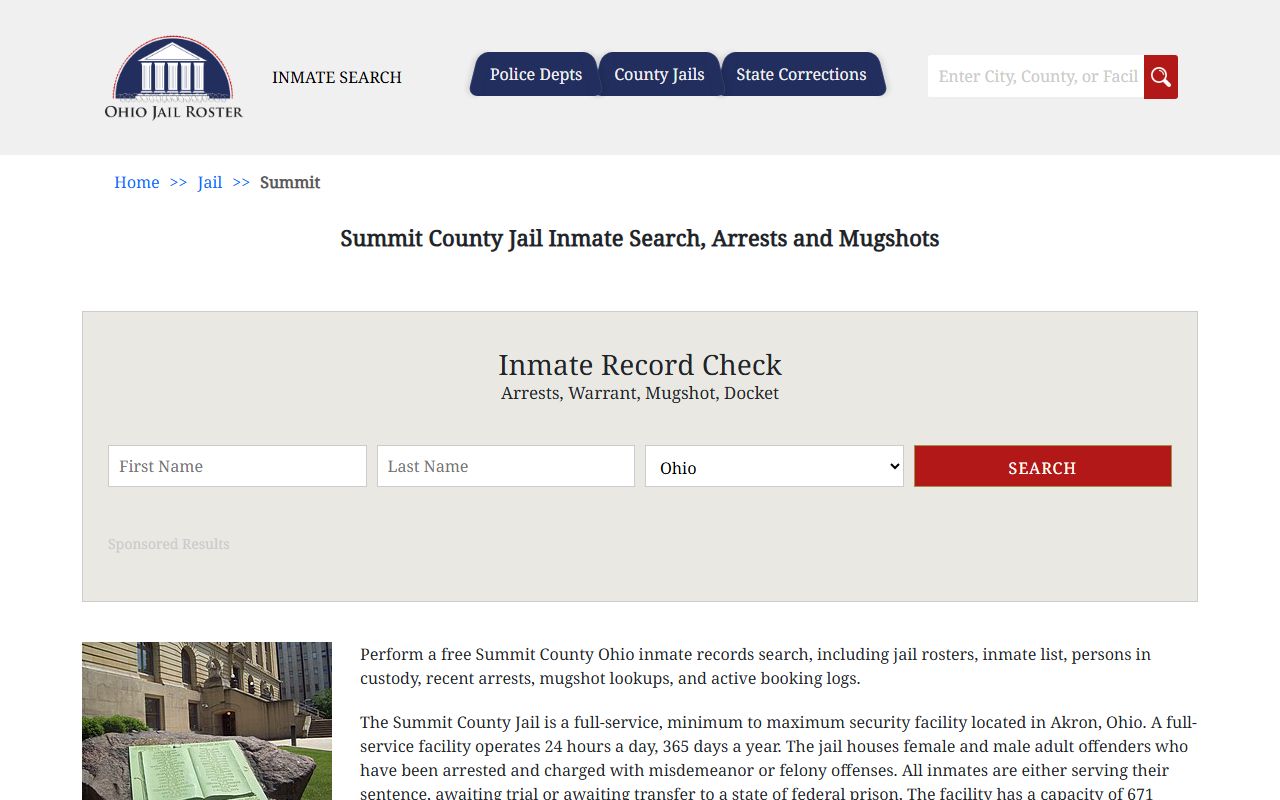 Summit County jail inmate search for Summit County arrest records
