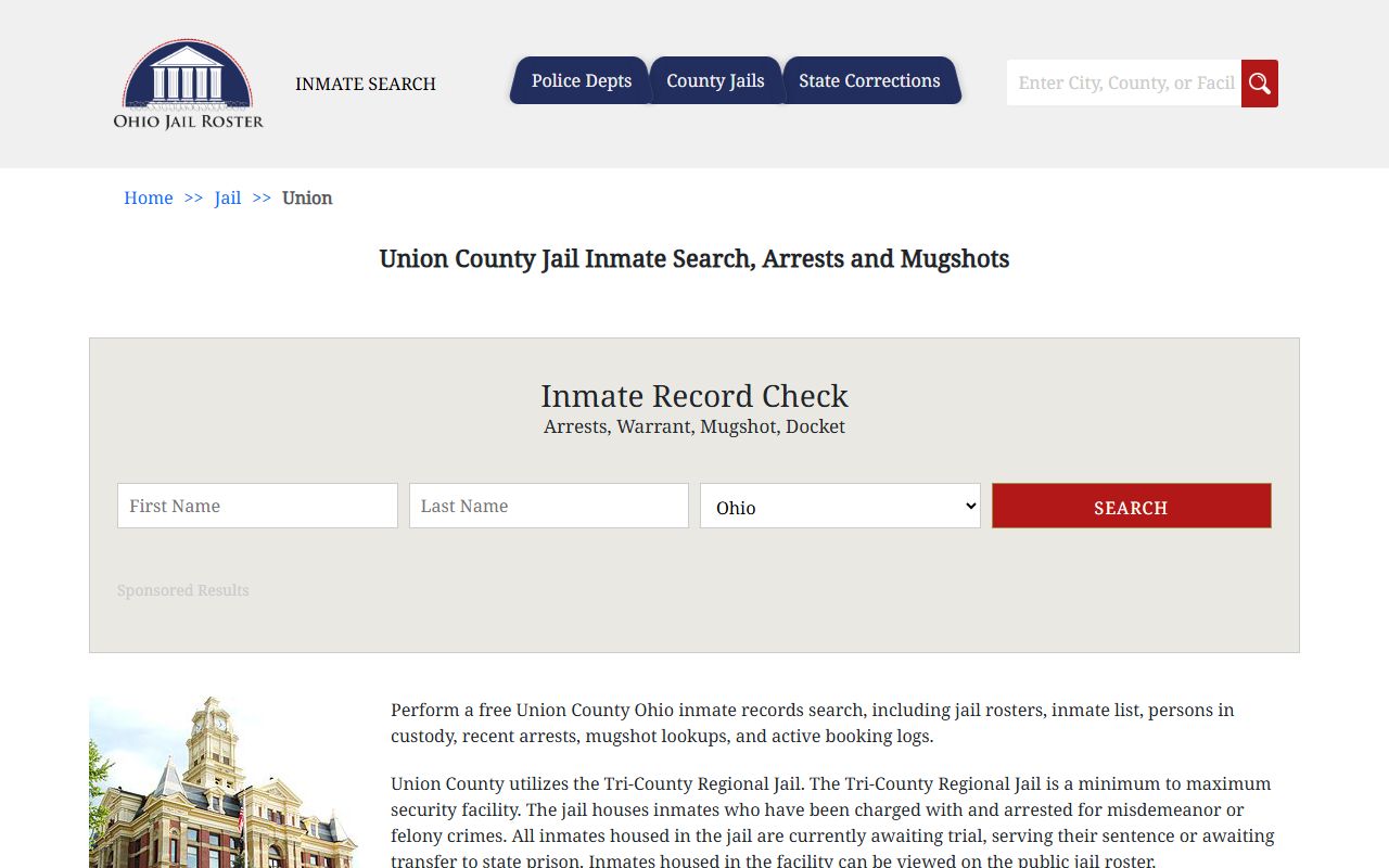 Union County jail inmate search for Union County arrest records