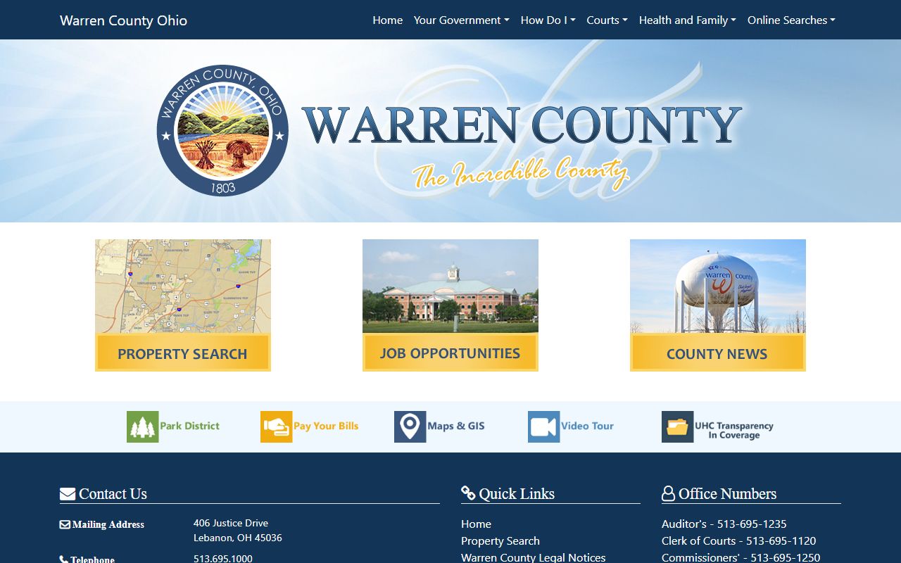 Warren County Sheriff's Office website for arrest records and jail information