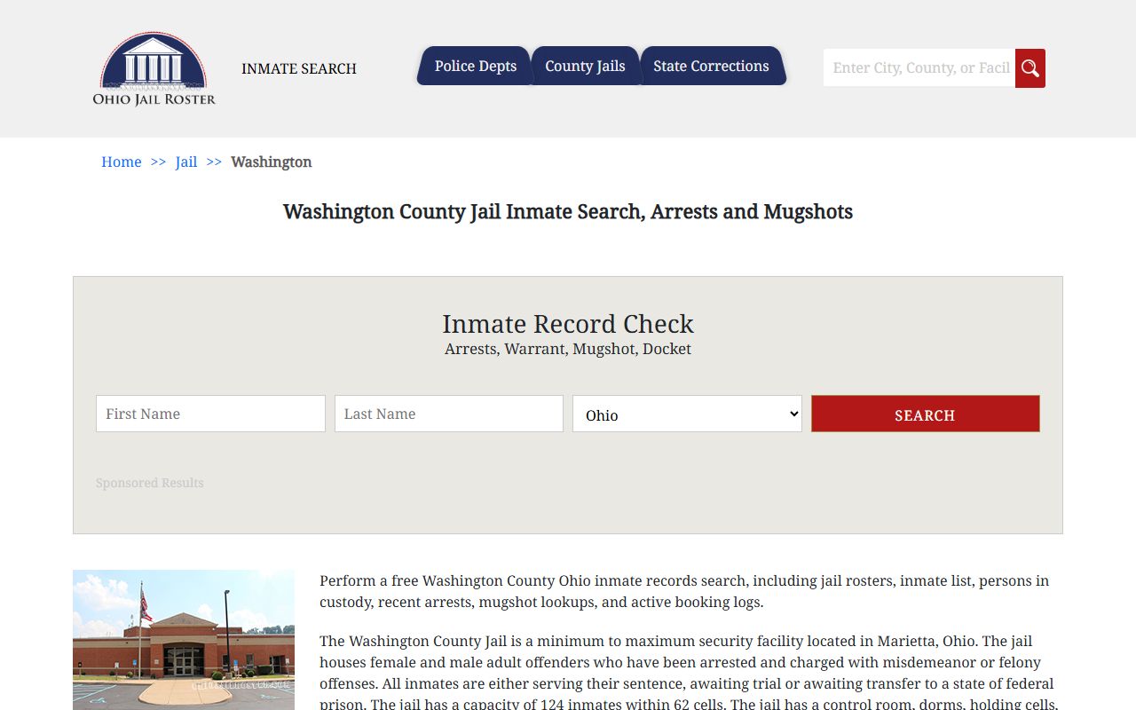 Washington County Jail inmate search for current arrest records