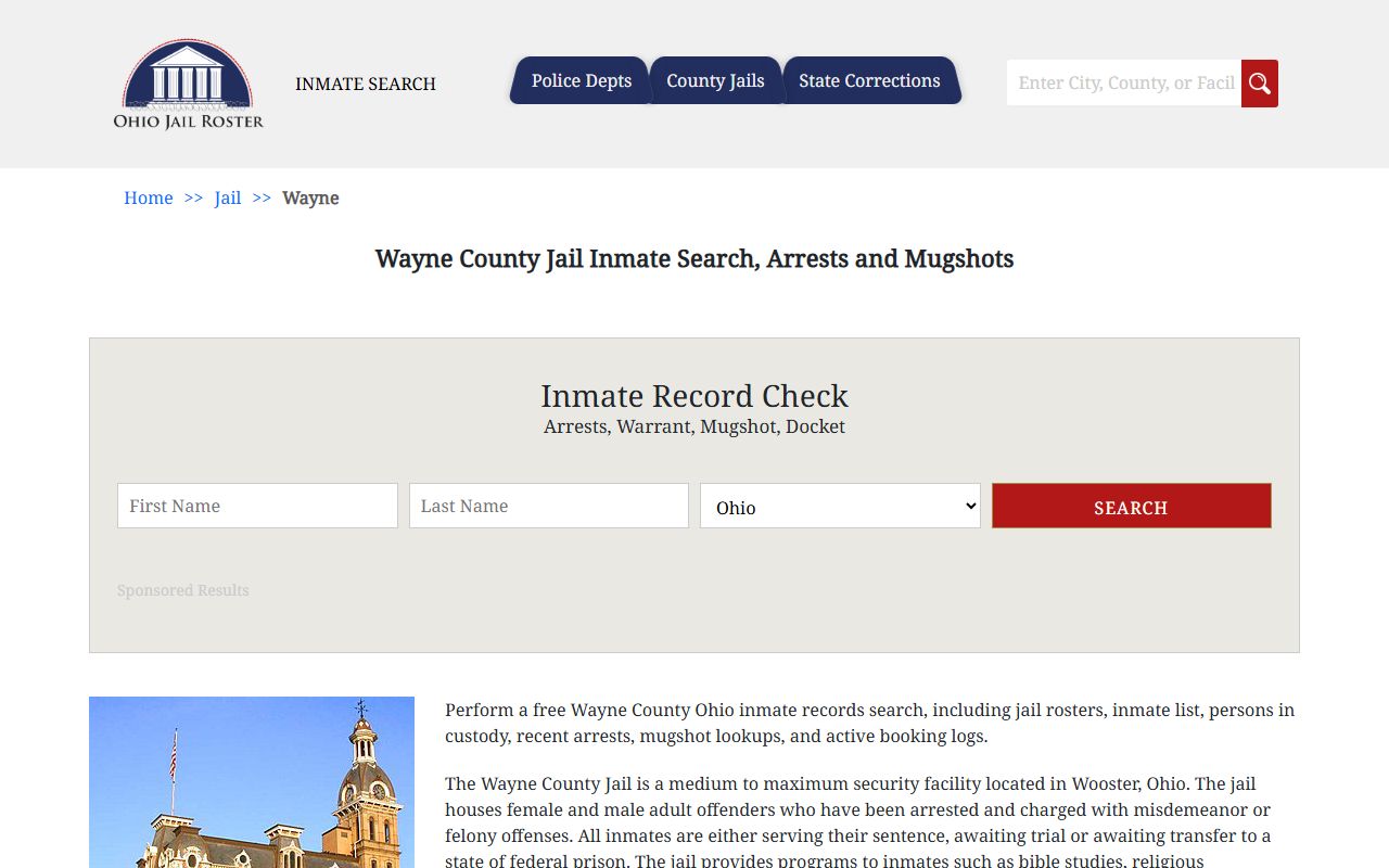 Wayne County jail inmate search for arrest records