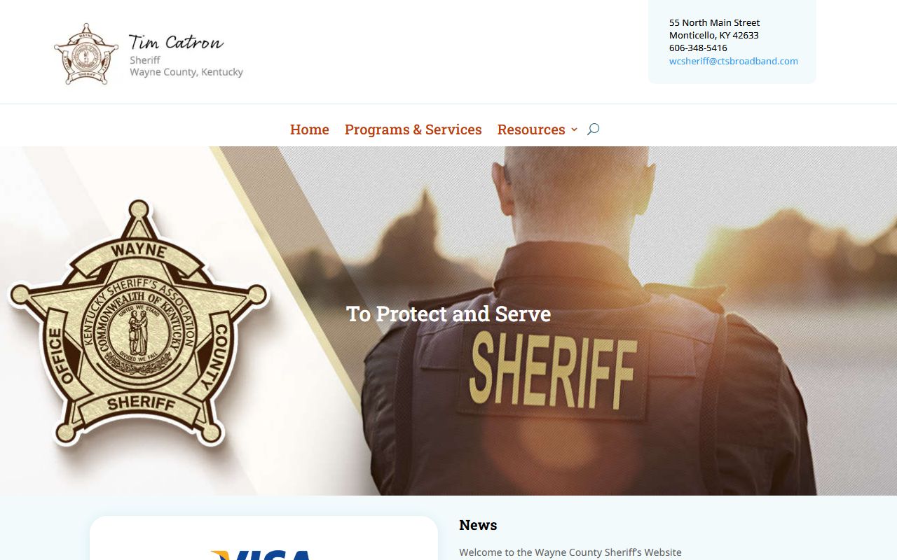 Wayne County Sheriff's Office website for arrest records
