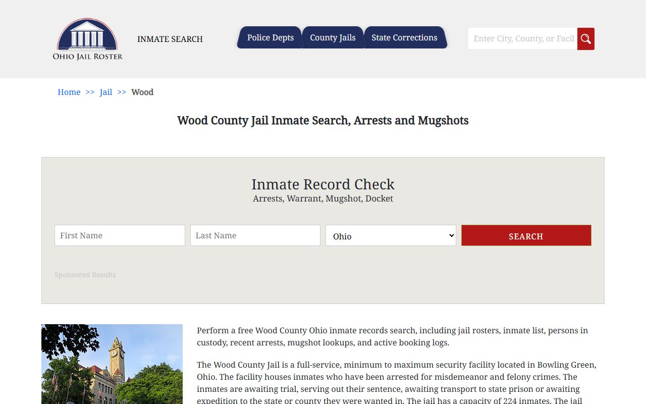 Wood County Jail inmate search for current arrest records